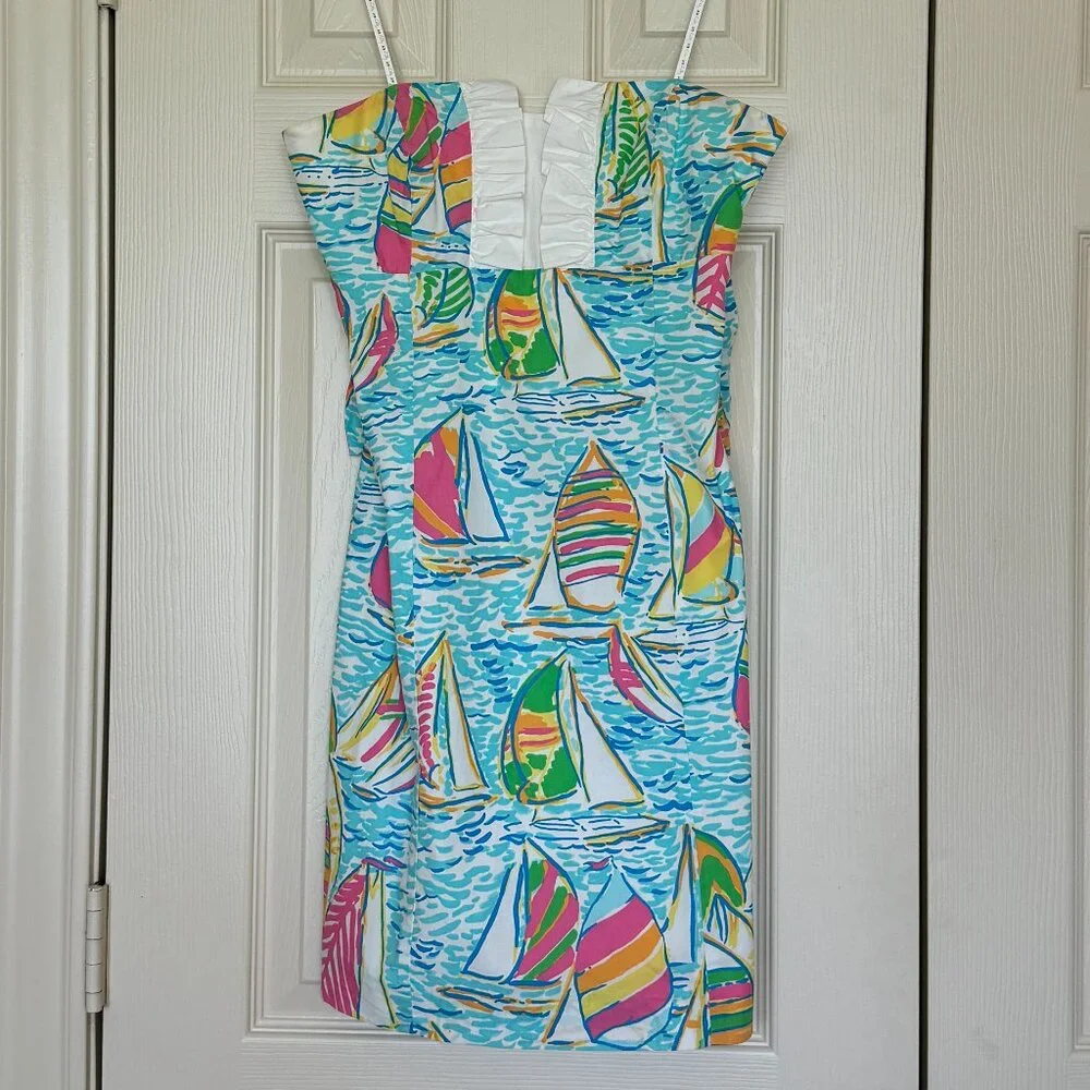 🎉HP🎉 Lilly Pulitzer Size 00 You Gotta Regatta Sailboats Strapless Franco Dress - Picture 2 of 16